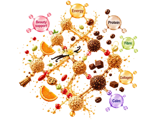 YES YOU CAN functional ingredients — collagen, protein, fibre, energy and calm